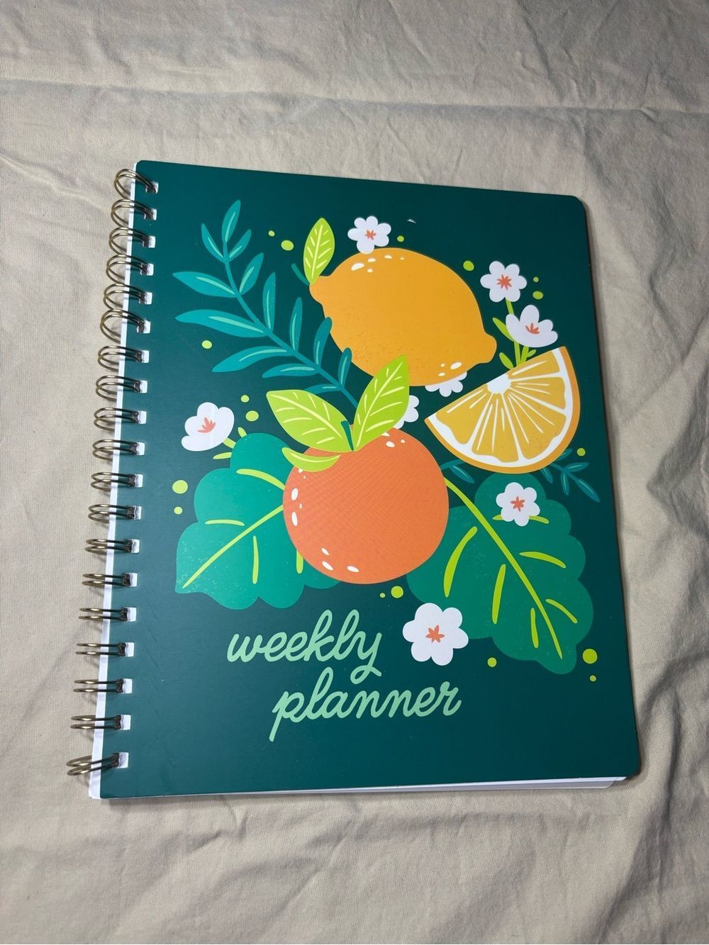 New Teal Weekly Planner with Citrus Illustration Undated Agenda